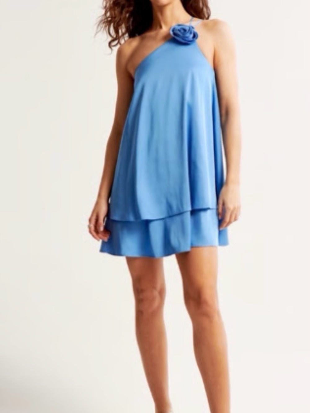 Abercrombie & Fitch Satin Rosette Tapeze Dress